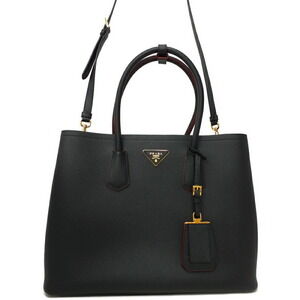 Prada Saffiano Leather Double Bag black contrasting red interior